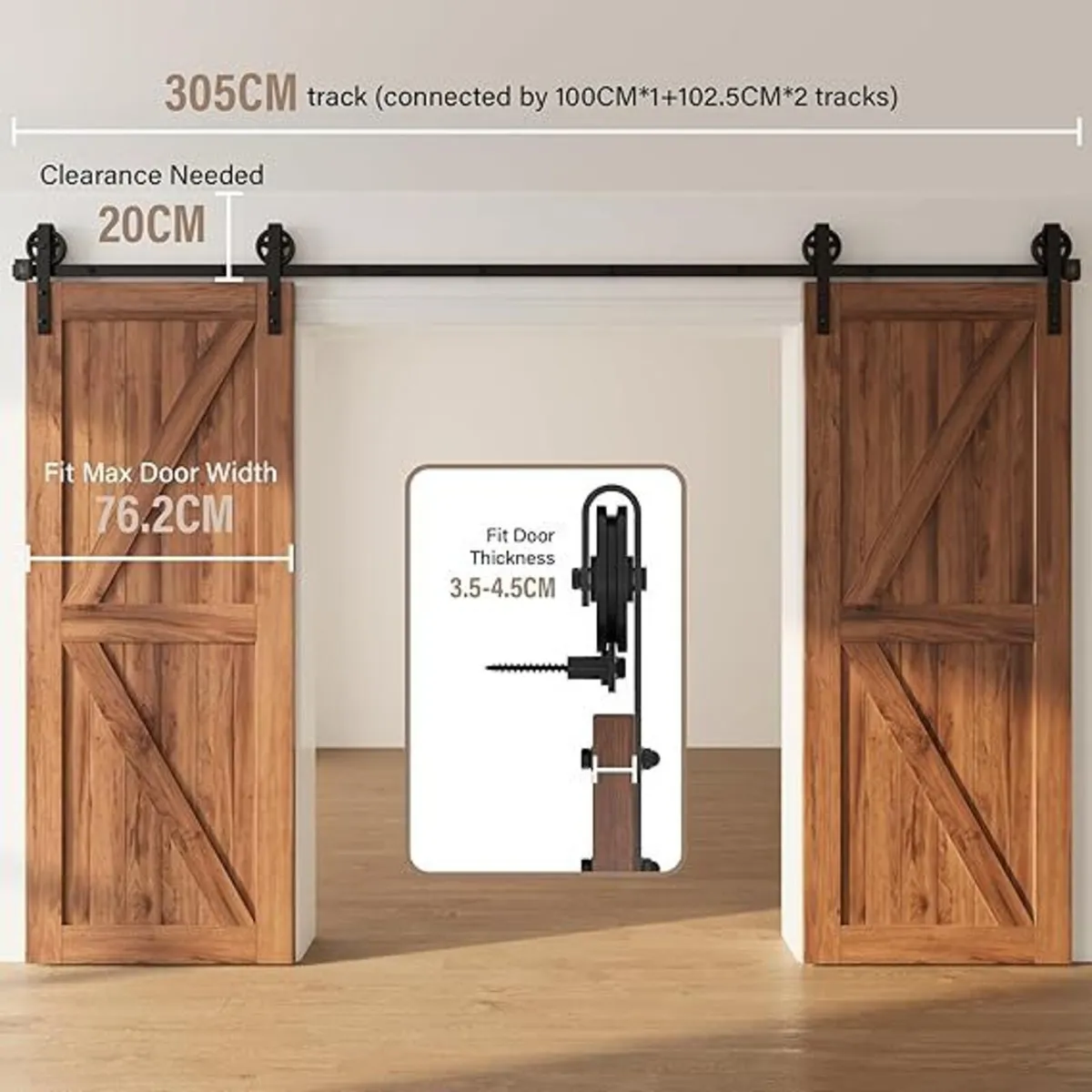 10FT/305cm Sliding Barn Door Hardware Track Kit Ca - Image 3