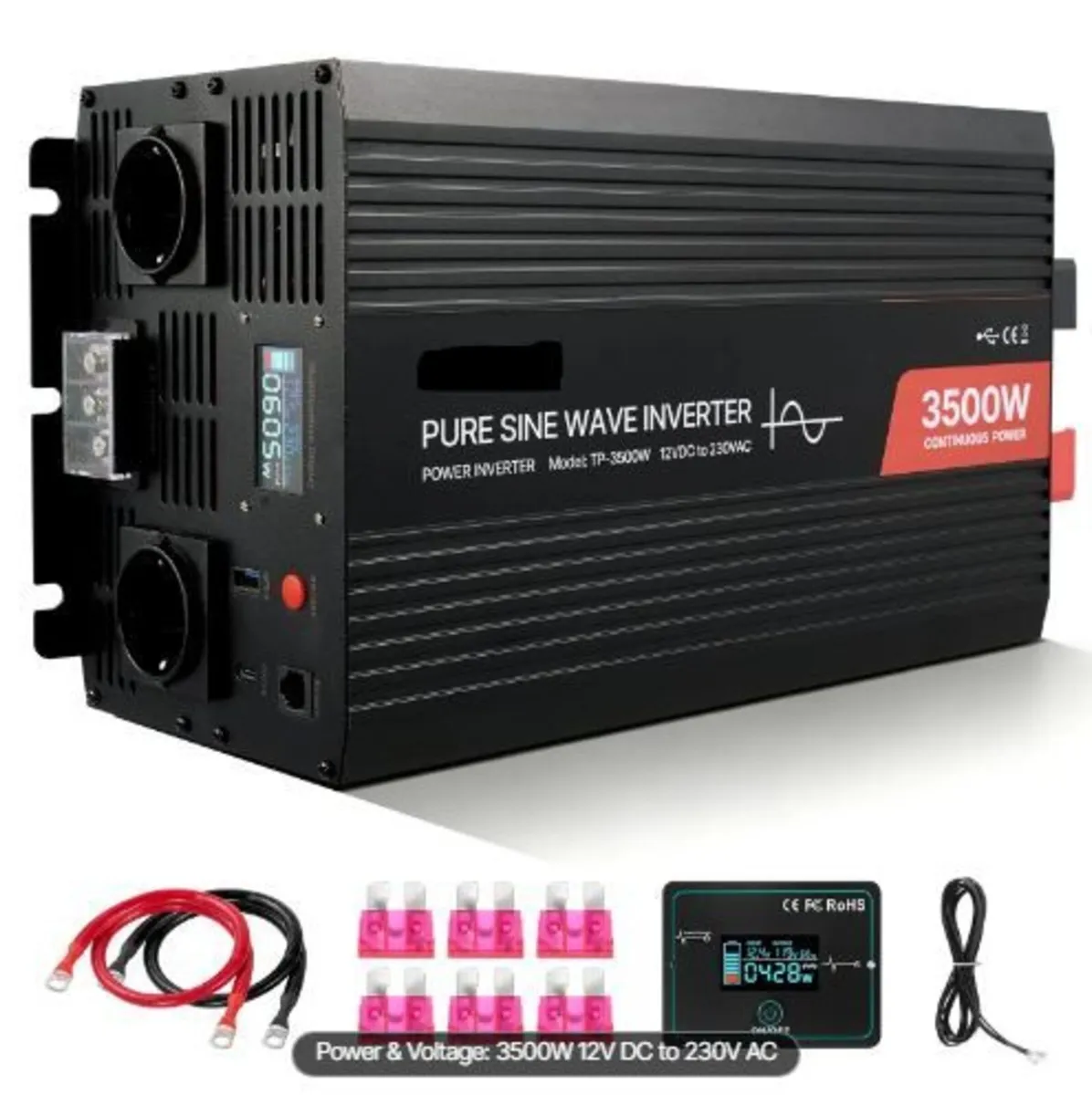 3500W Power Inverter, 12V DC to 230V - Image 3