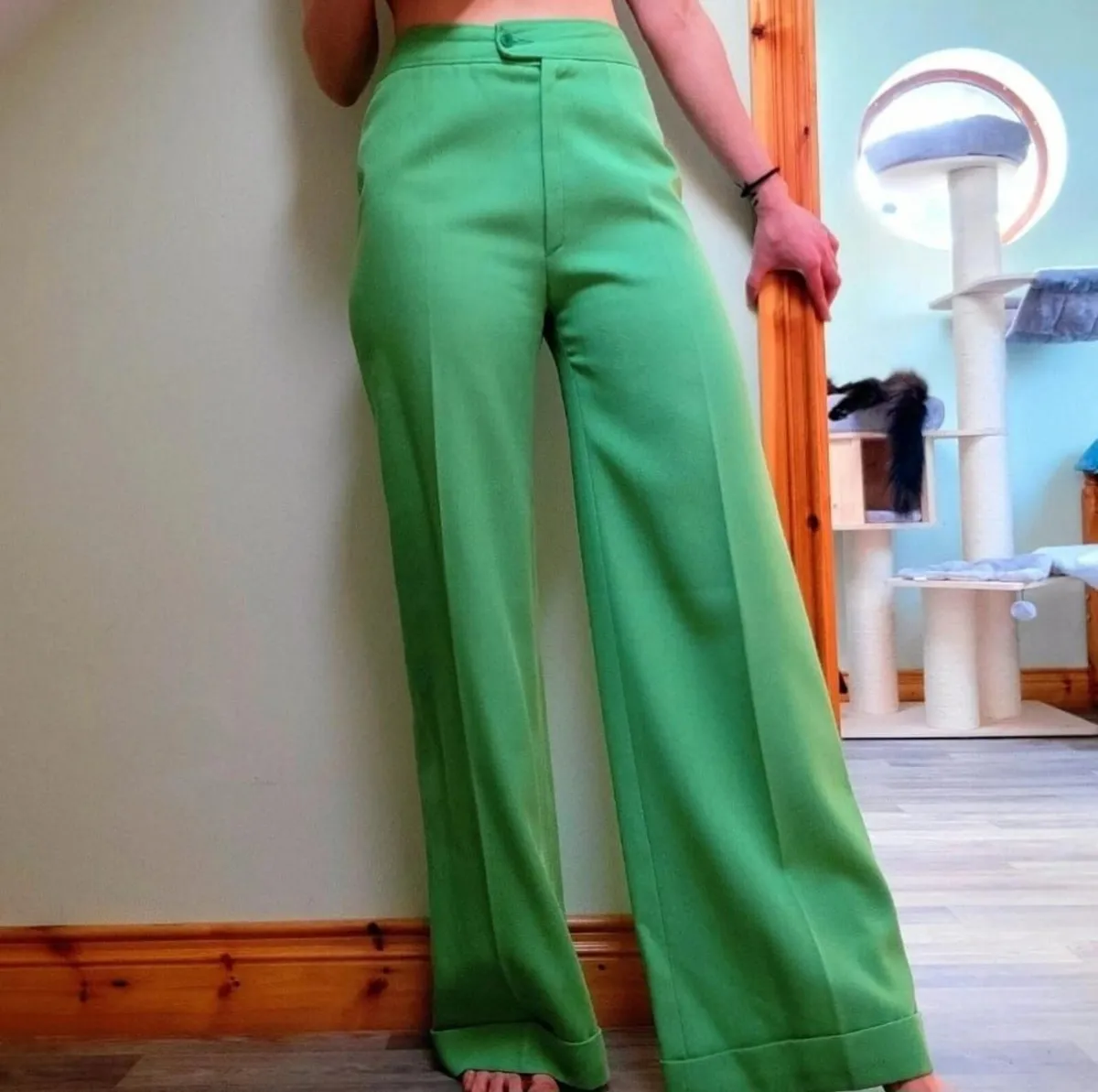 1960s Vintage Fusalp bright green wide leg trouser - Image 1