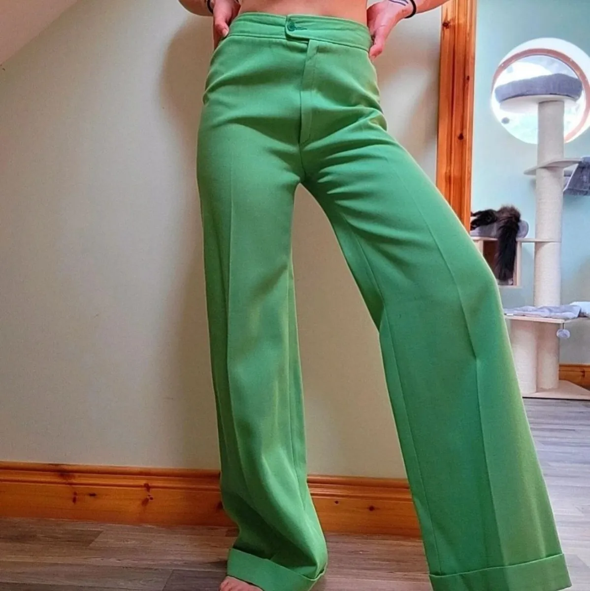 1960s Vintage Fusalp bright green wide leg trouser - Image 3
