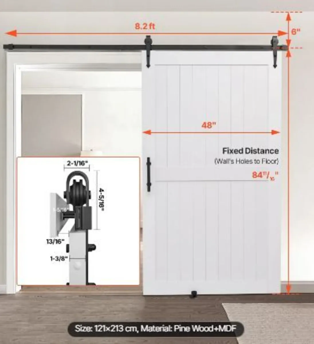 Sliding Barn Door, 1219 x 2134mm, High-Strength - Image 2