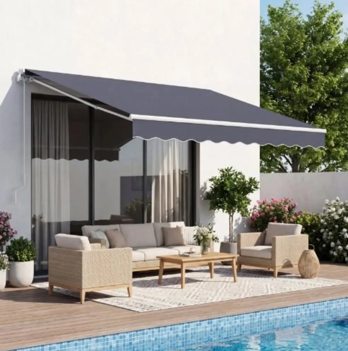 Manual Retractable Awning, 300 x 250 cm Outdoor - Image 3