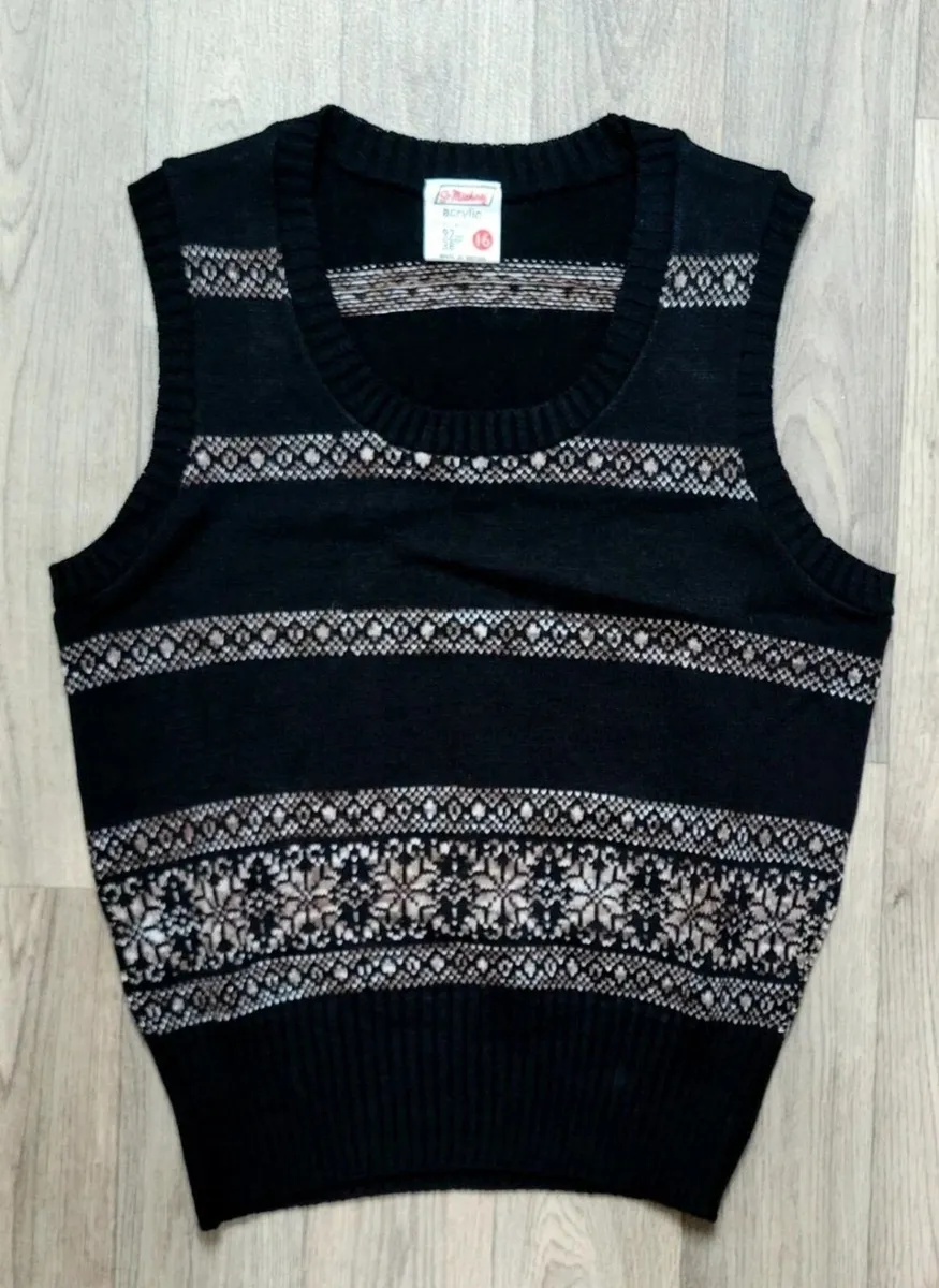 1960s Vintage St Michael Black Retro Sweater Vest - Image 1