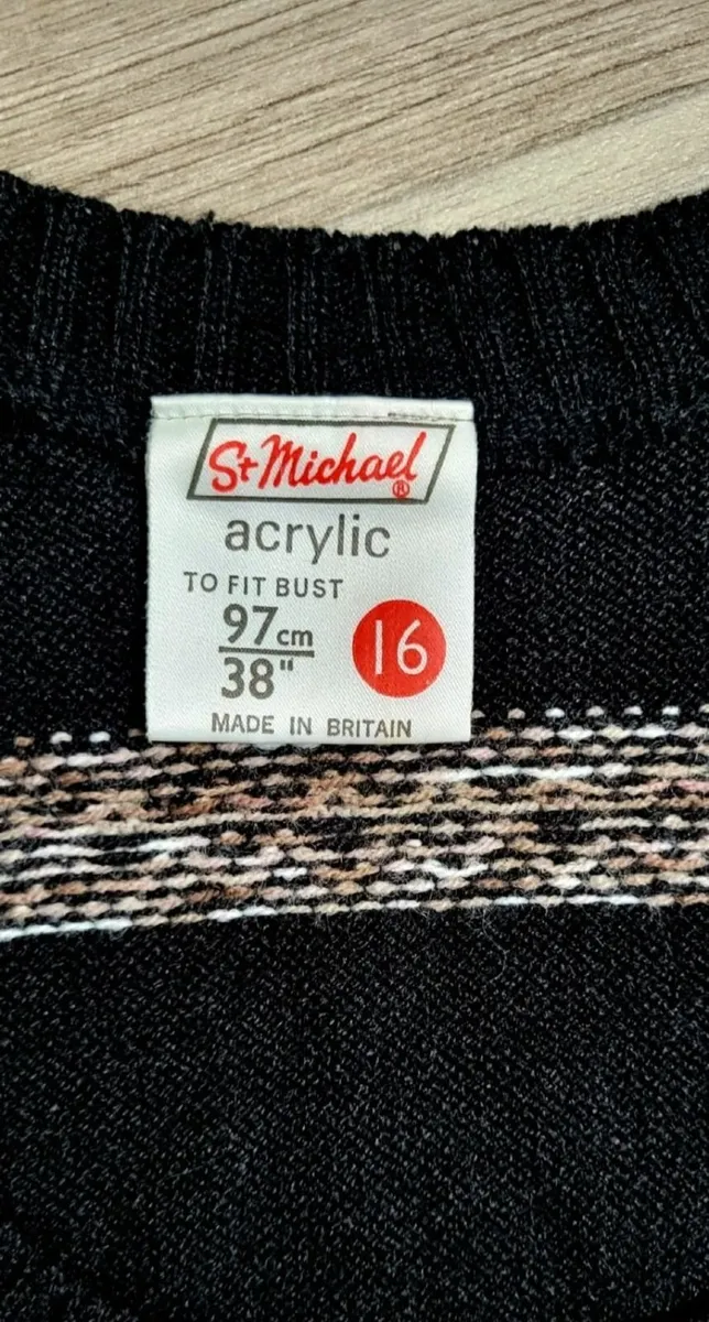 1960s Vintage St Michael Black Retro Sweater Vest - Image 3
