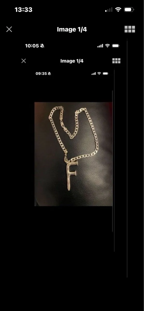 Large ‘F’ initial on Silver chain - Image 1