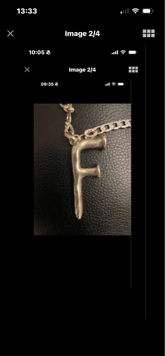 Large ‘F’ initial on Silver chain - Image 2