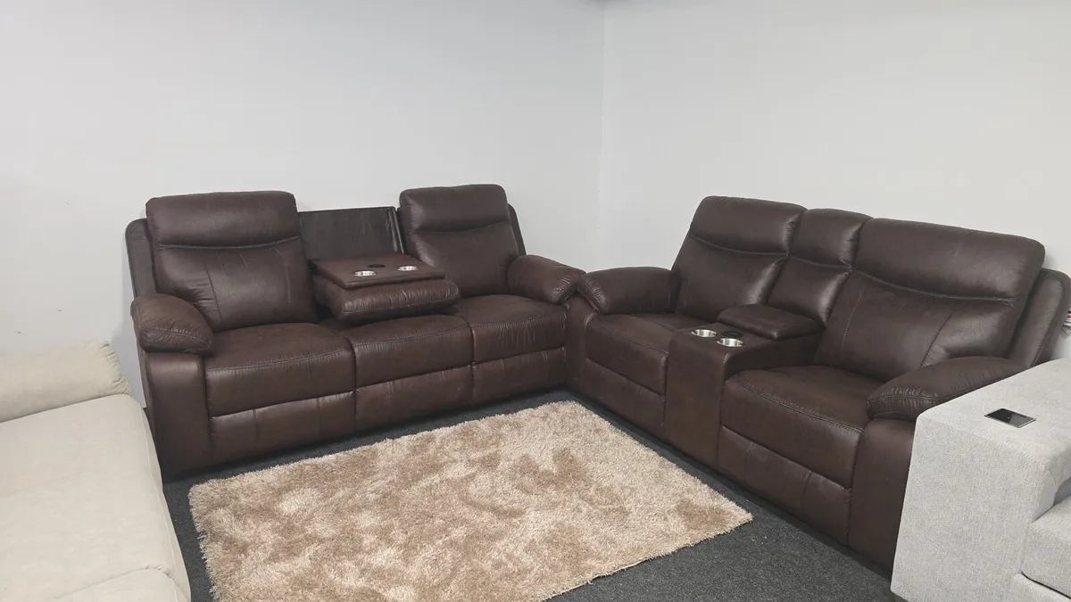 New 3+2 Brown Washington Sofas - Image 1