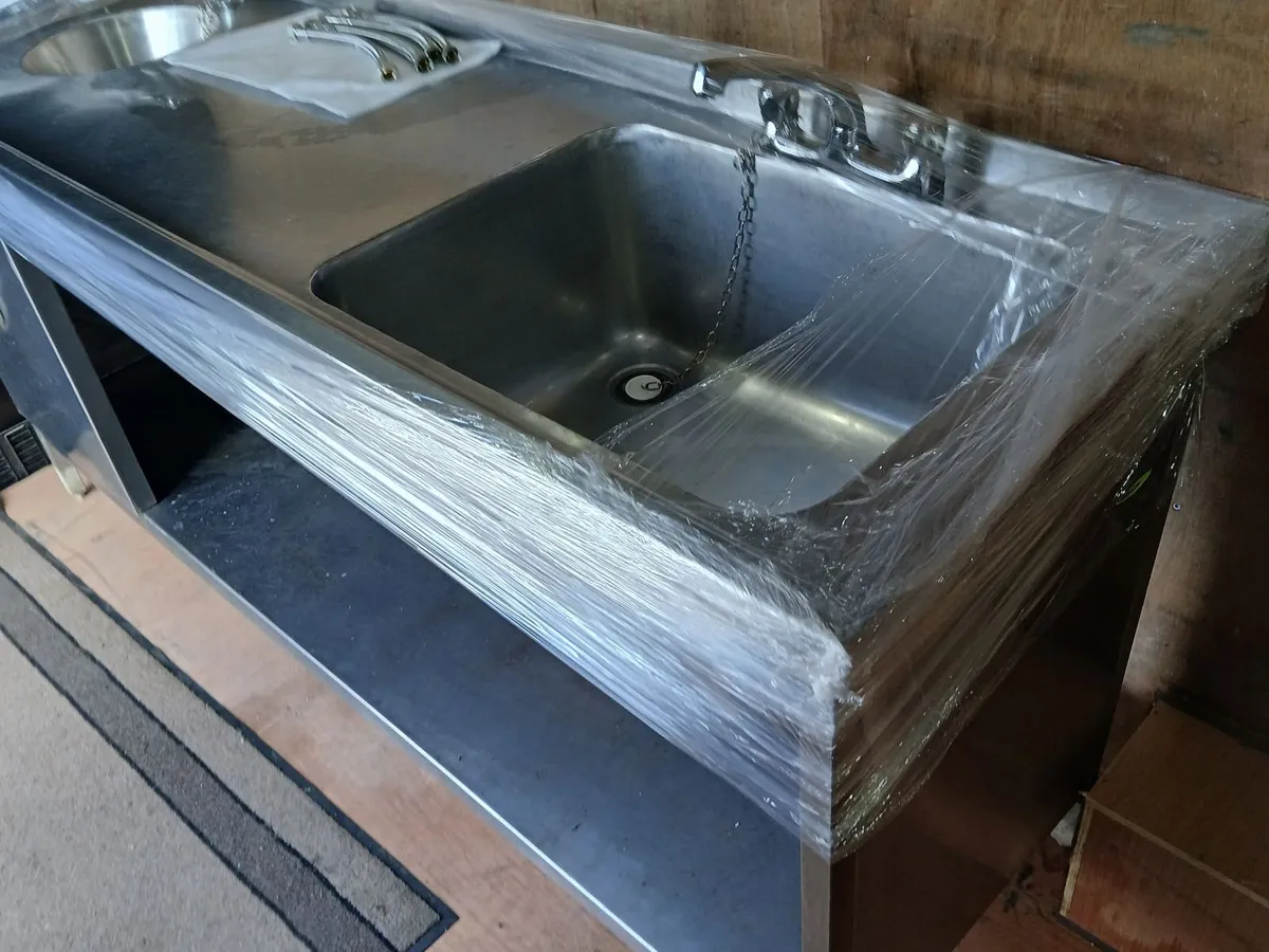 Staneless steel cabbinet double sink unit complete - Image 2