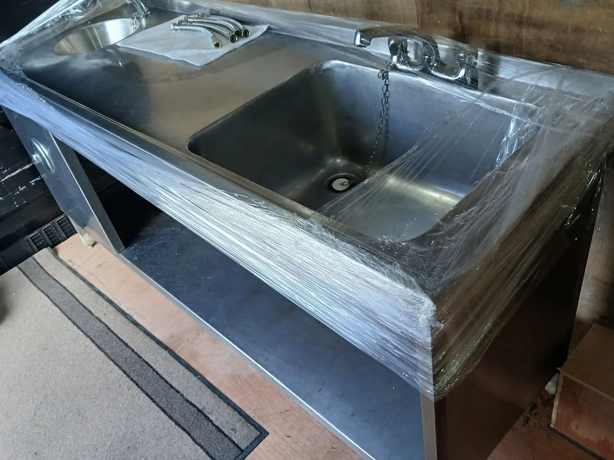 Staneless steel cabbinet double sink unit complete - Image 4