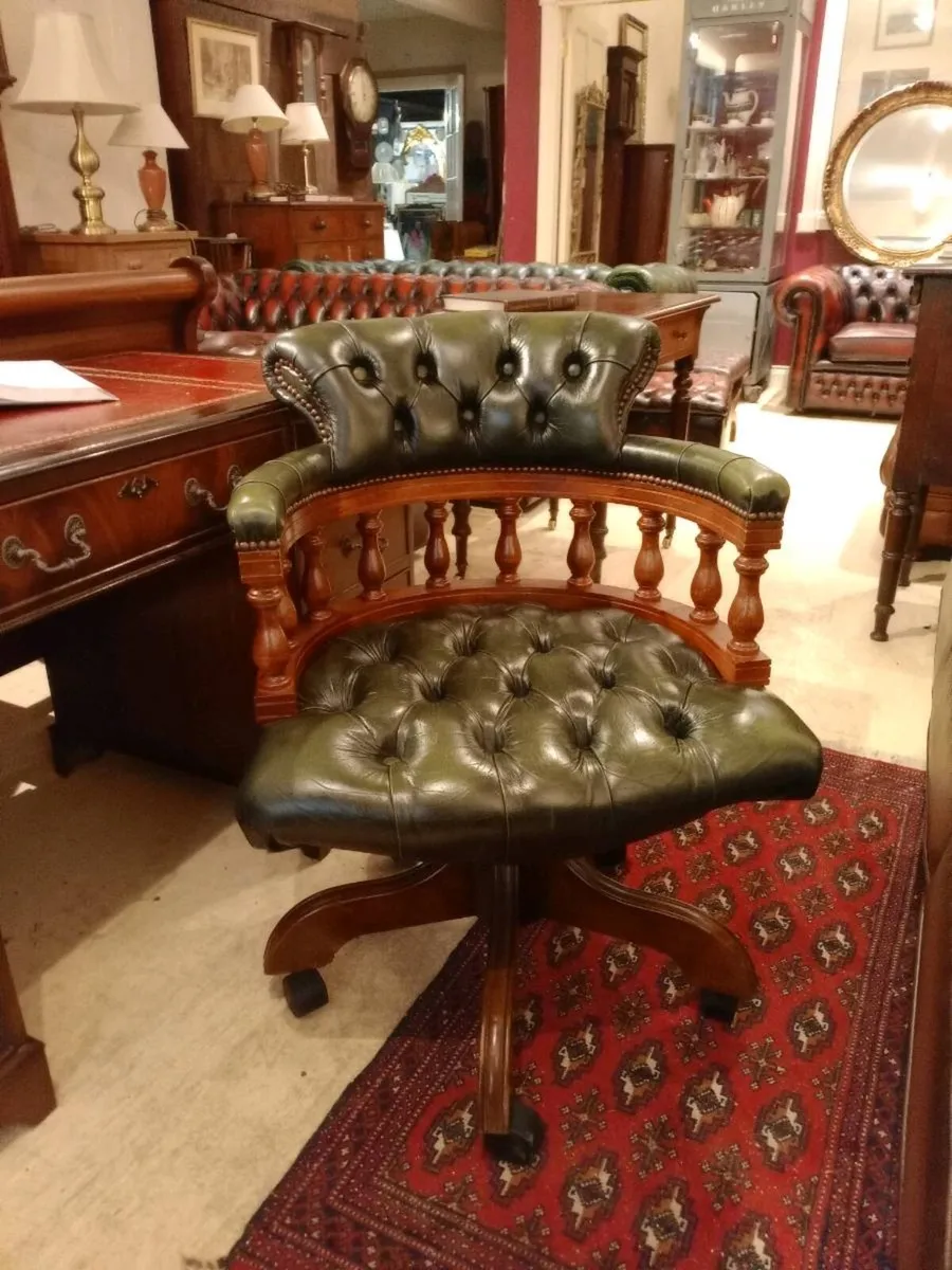 Oxblood chesterfield queen Anne wingback Armchairs - Image 4
