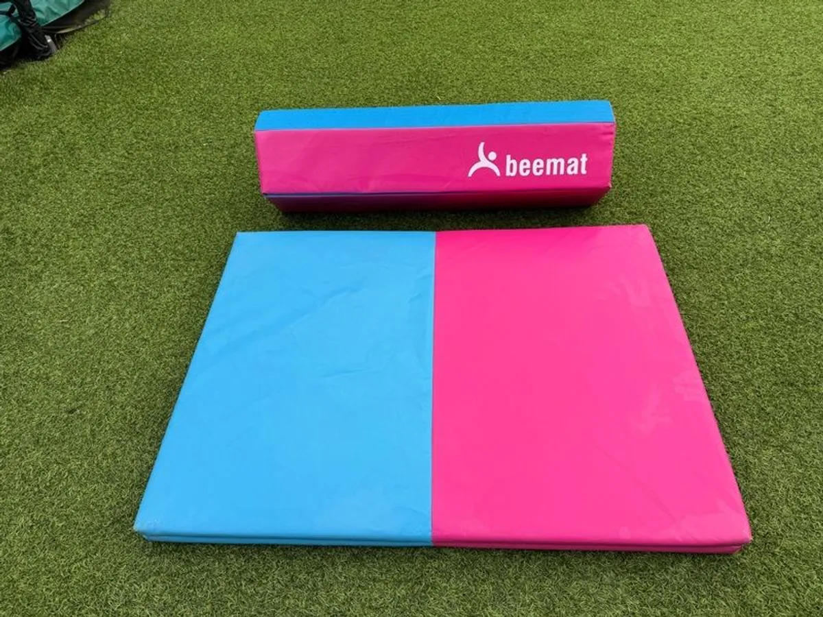 Beemat Foldable Balance Beam & Mat | Pink & Blue - Image 1