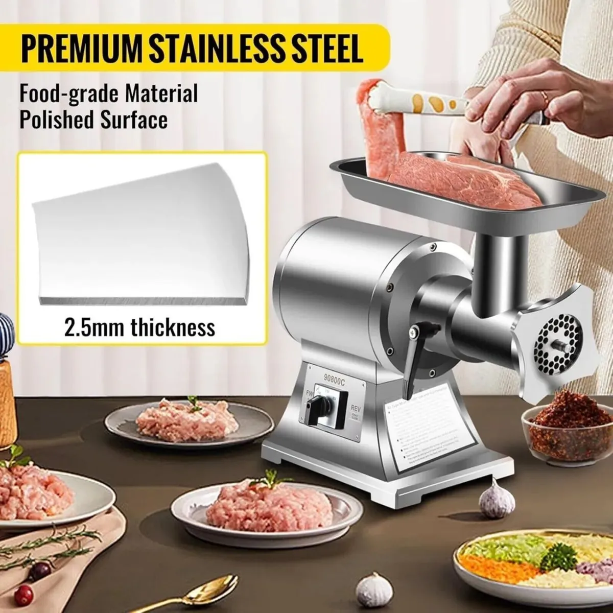 Commercial Meat Grinder 1100W Stainless Steel - Image 4