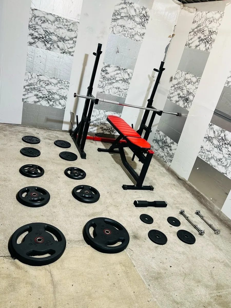 106KG BARBELL WEIGHT SET ADJUSTABLE RACK BENCH ++ - Image 4