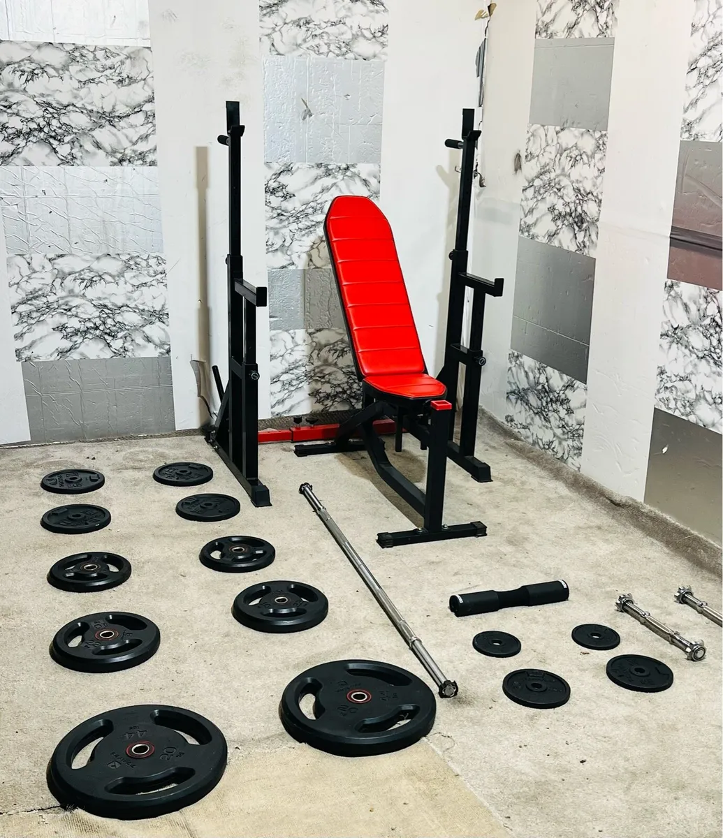 106KG BARBELL WEIGHT SET ADJUSTABLE RACK BENCH ++ - Image 2