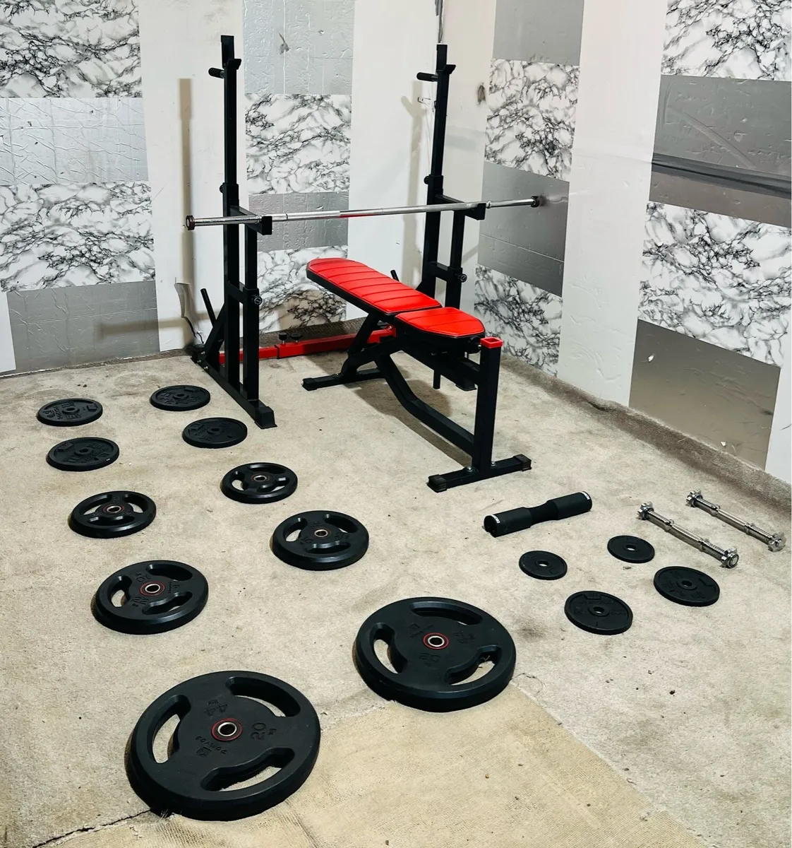 106KG BARBELL WEIGHT SET ADJUSTABLE RACK BENCH ++ - Image 3