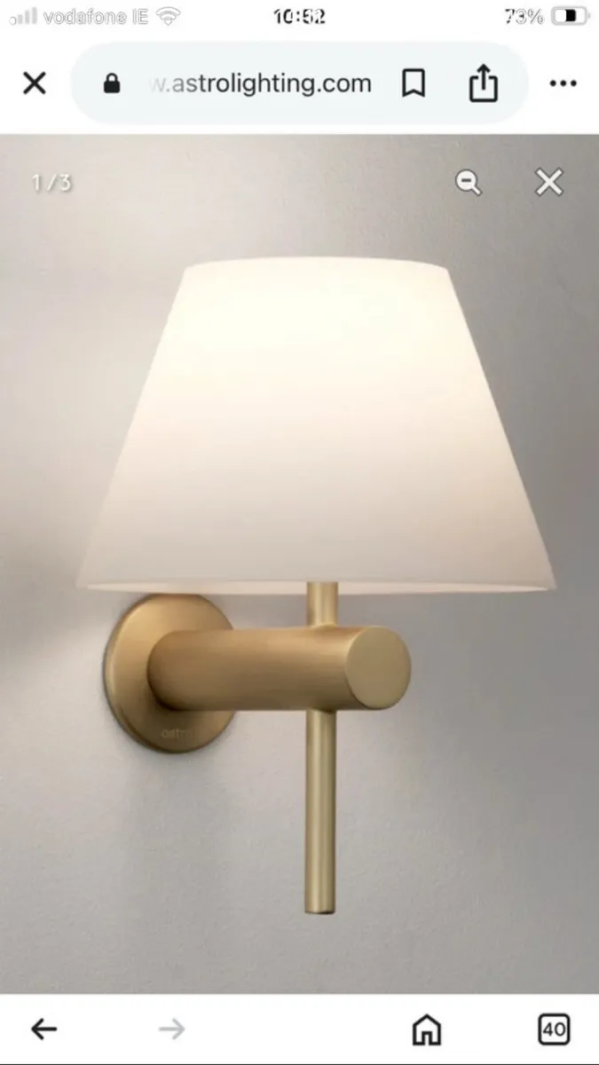 Pair of Astro Roma wall lights in Matt gold - Image 1