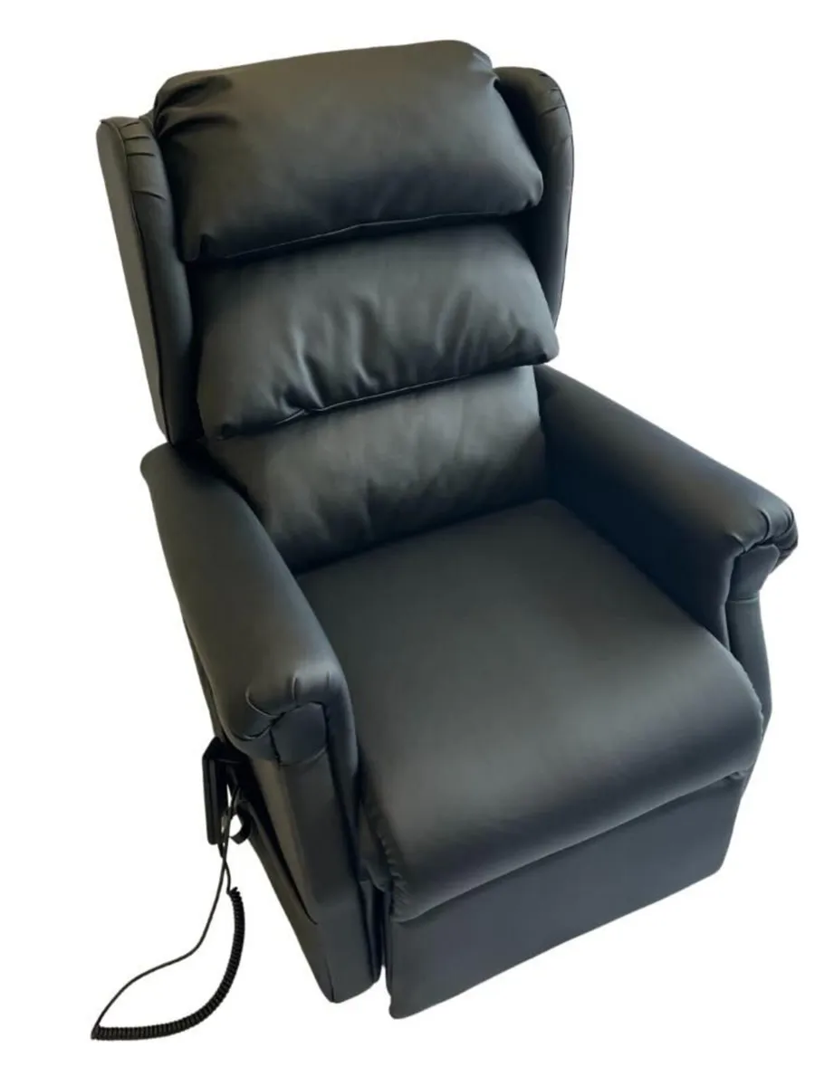 Joyce Riser Recliner - Black Faux Leather - Image 1