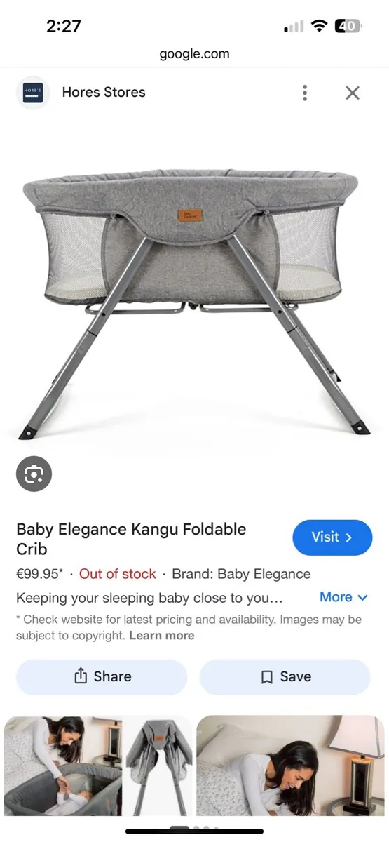Baby elegance foldable cot - Image 1