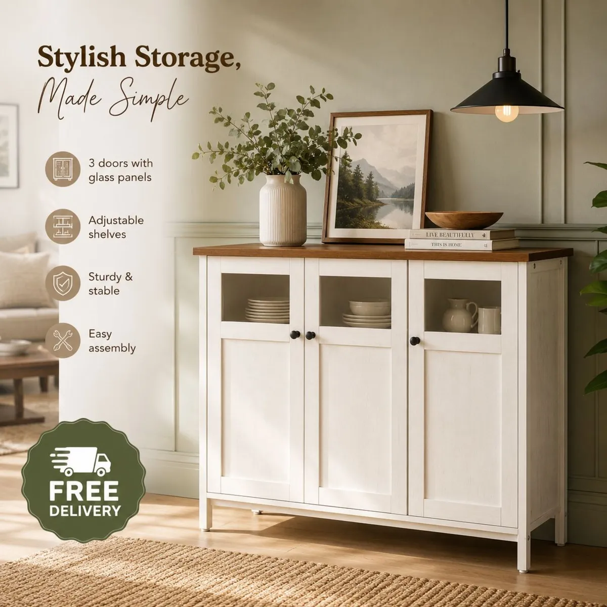 Sideboard Cabinet Vintage-Style Storage Cabinet - Image 1