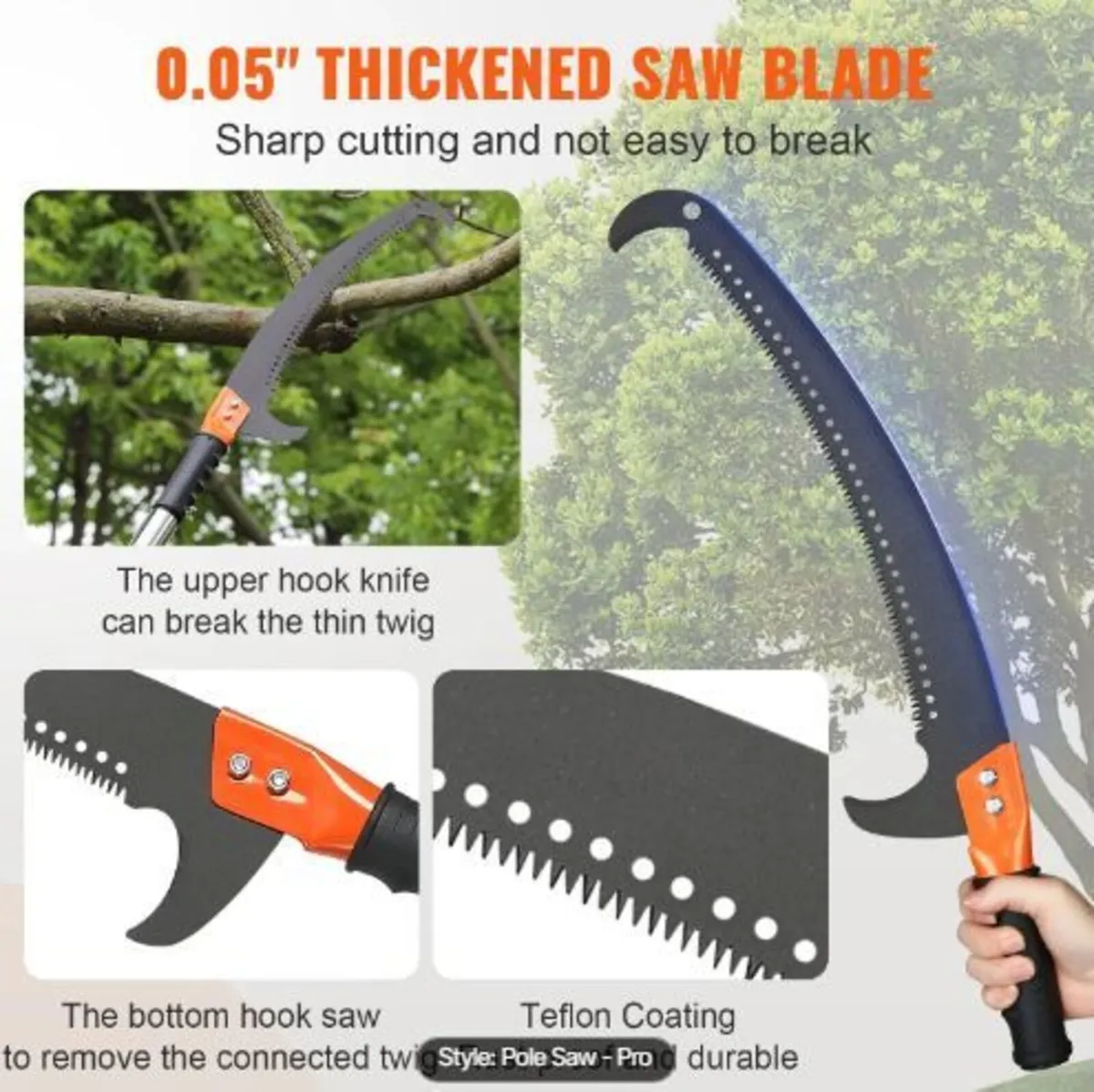 Manual Pole Saw, 2.2 - 8.2 m Extendable Tree Prune - Image 4