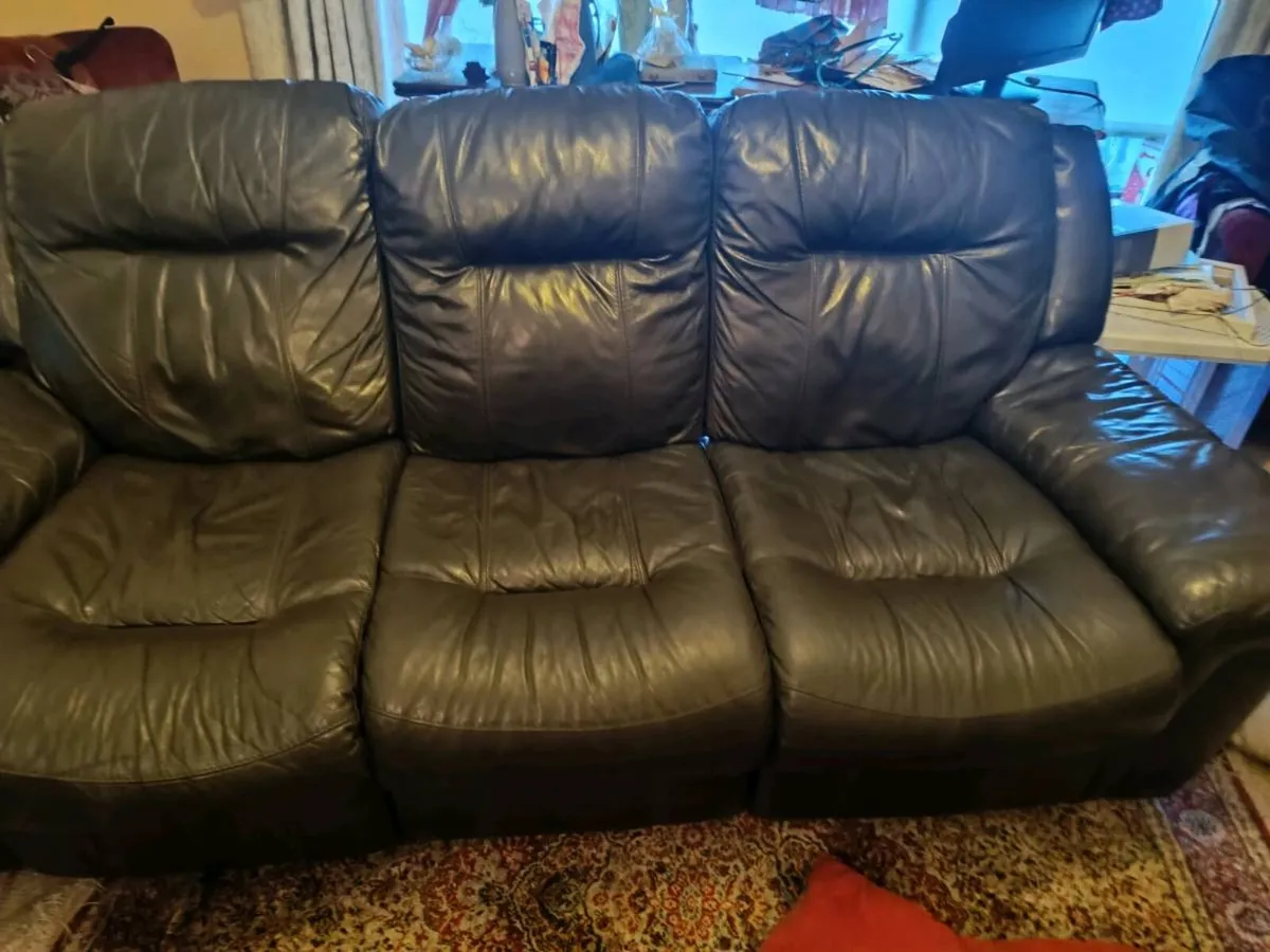 Three seat Chocolat brown electric  recliner DFS. - Image 2