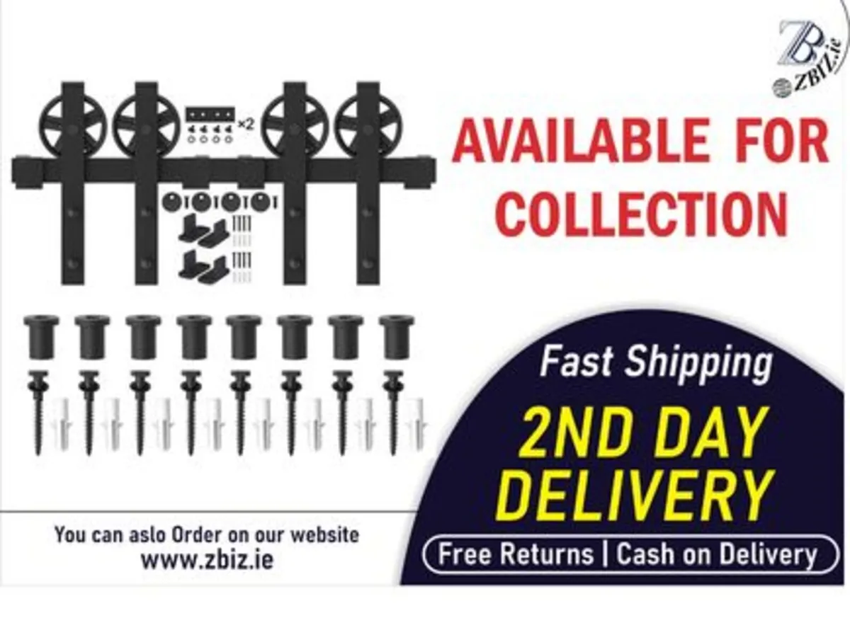 10FT/305cm Sliding Barn Door Hardware Track Kit Ca - Image 1