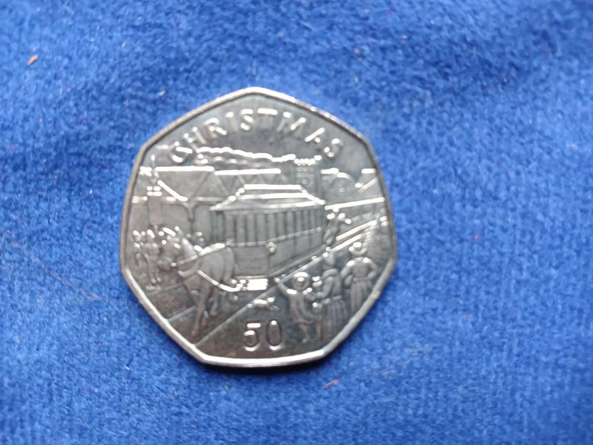 Isle of Man Christmas 1986 50 pence coin - Image 1