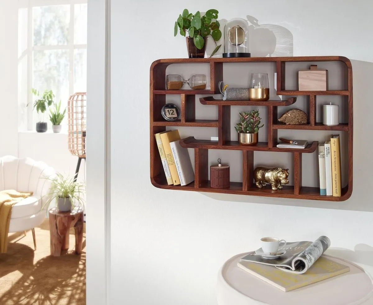 Sheesham Solid Wood Wall Shelf - Image 1