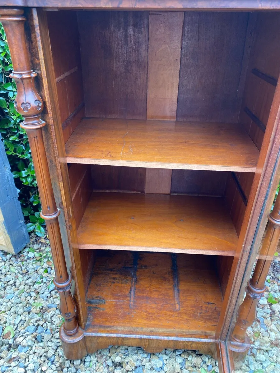 Victorian burr walnut cabinet - Image 4