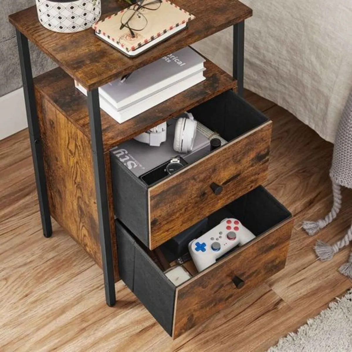 Bedside table with 2 drawers - Image 3