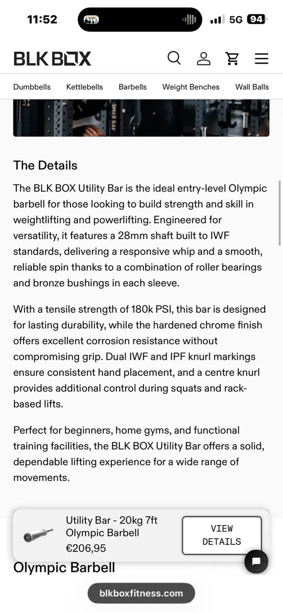 BLK BOX UTILITY SUPERIOR  OLYMPIC BARBELL +COLLARS - Image 4