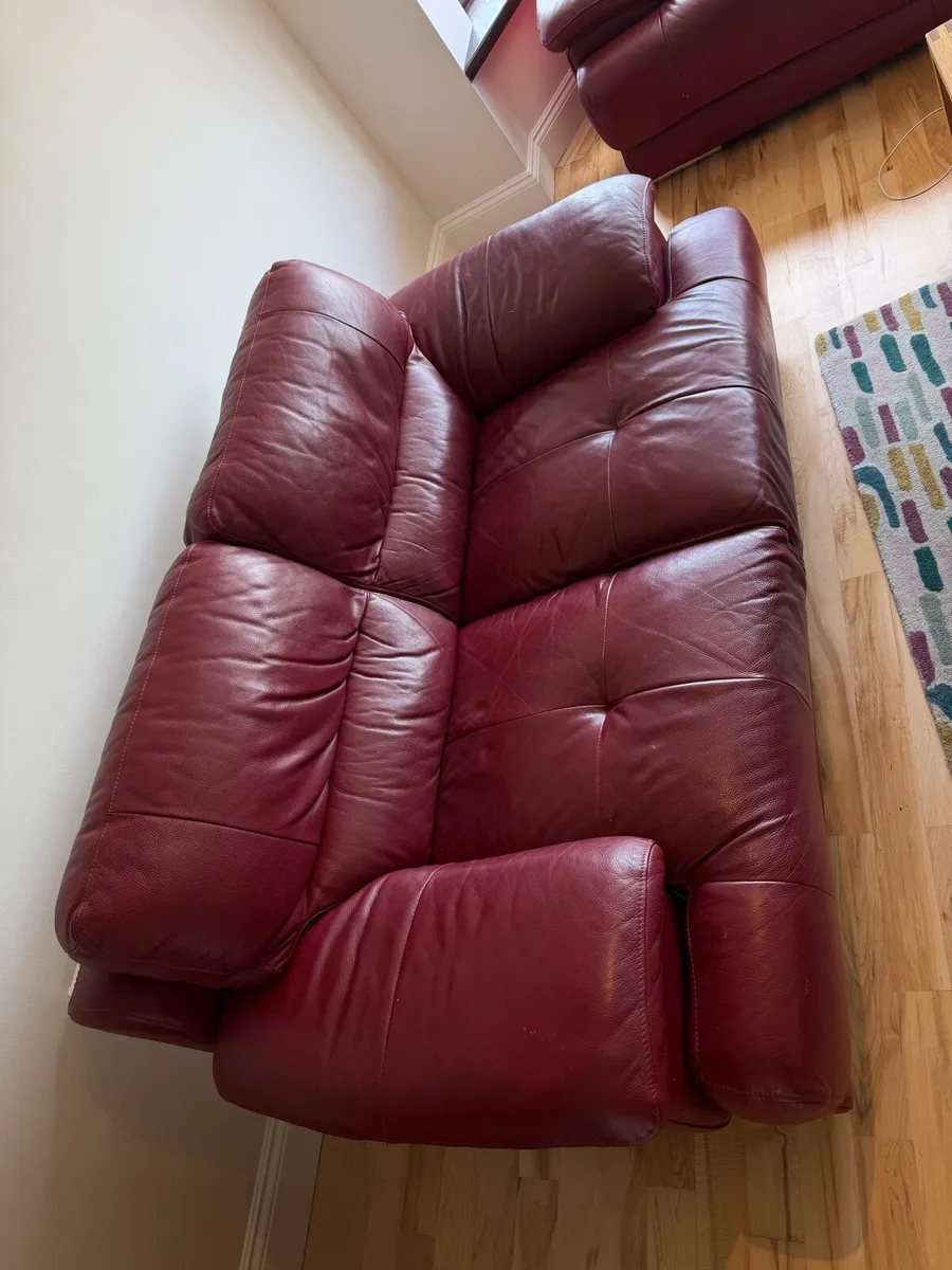 EZ Living Red Leather Sofas - Set of 2 - Image 1