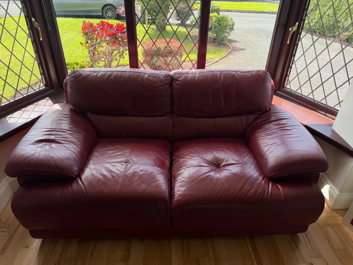 EZ Living Red Leather Sofas - Set of 2 - Image 2