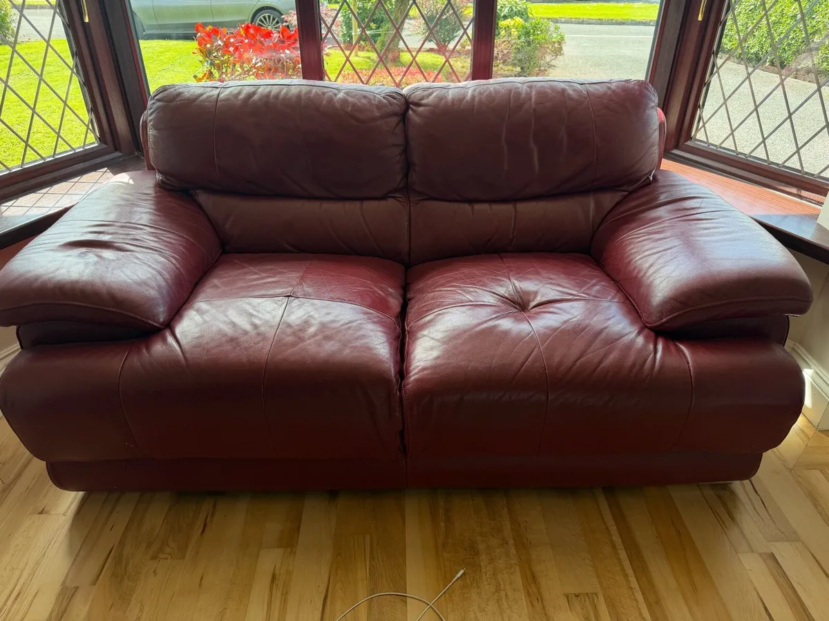 EZ Living Red Leather Sofas - Set of 2 - Image 3
