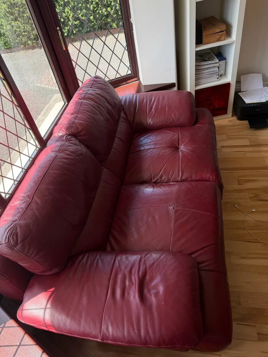 EZ Living Red Leather Sofas - Set of 2 - Image 4