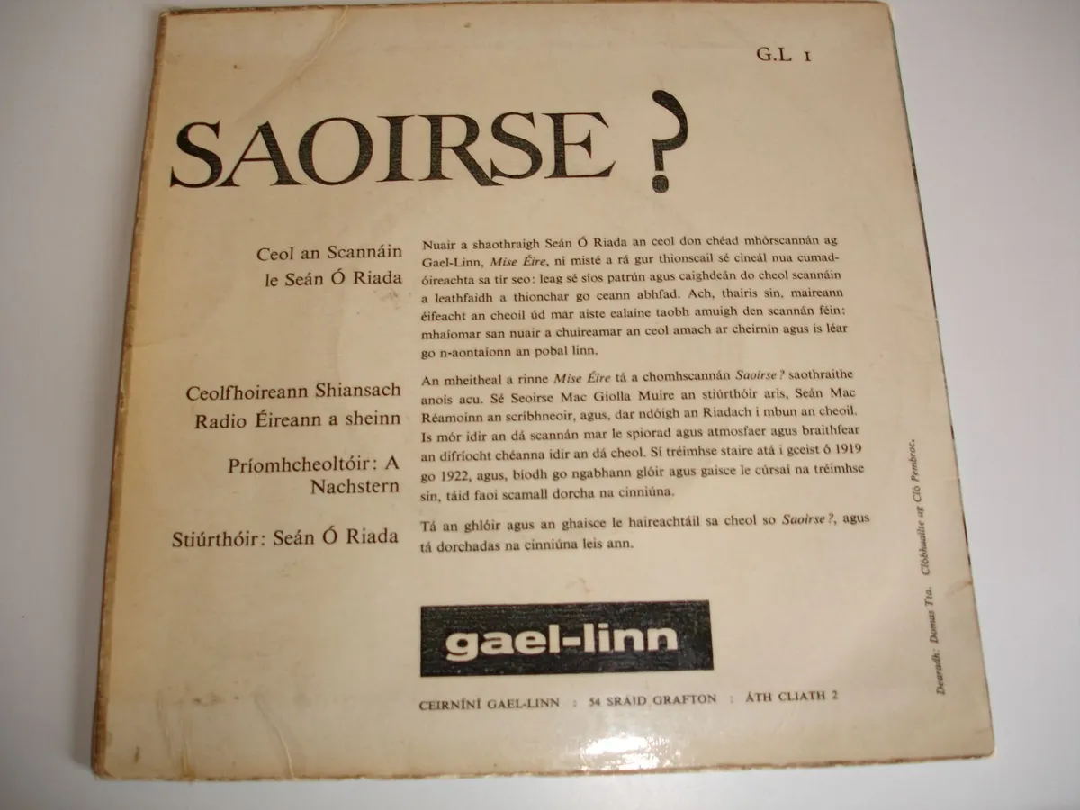 Vinyl Record Saoirse -Sean O Riada 7” 1961 - Image 2