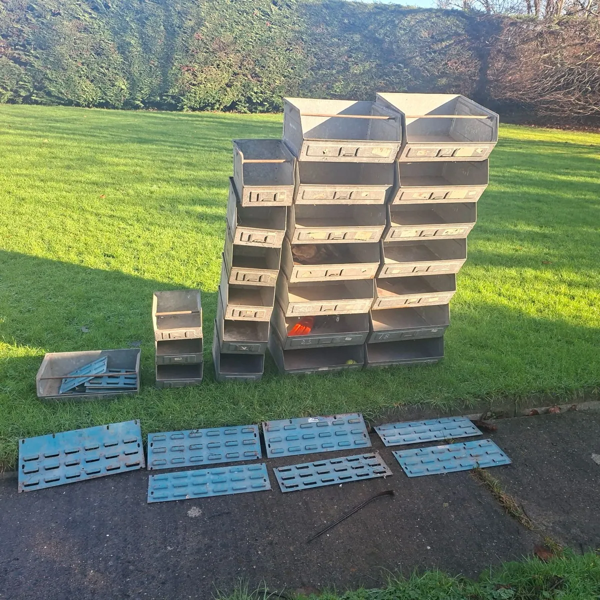 Metal storage bins plus metal storage rack - Image 1