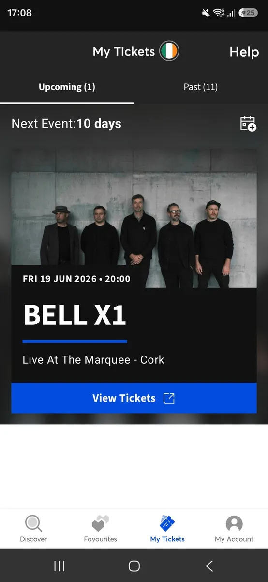 Bell X1 Cork Ticketsx2 June 19th 2026 Marquee 8pm