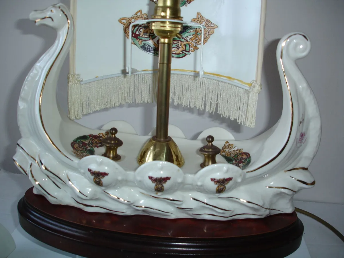 Table Lamp CRE Porcelain Hand Made Viking Ship - Image 4