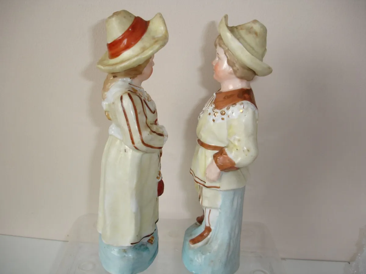 Pair of German  Victorian Bisque Figurines 1800 - Image 2