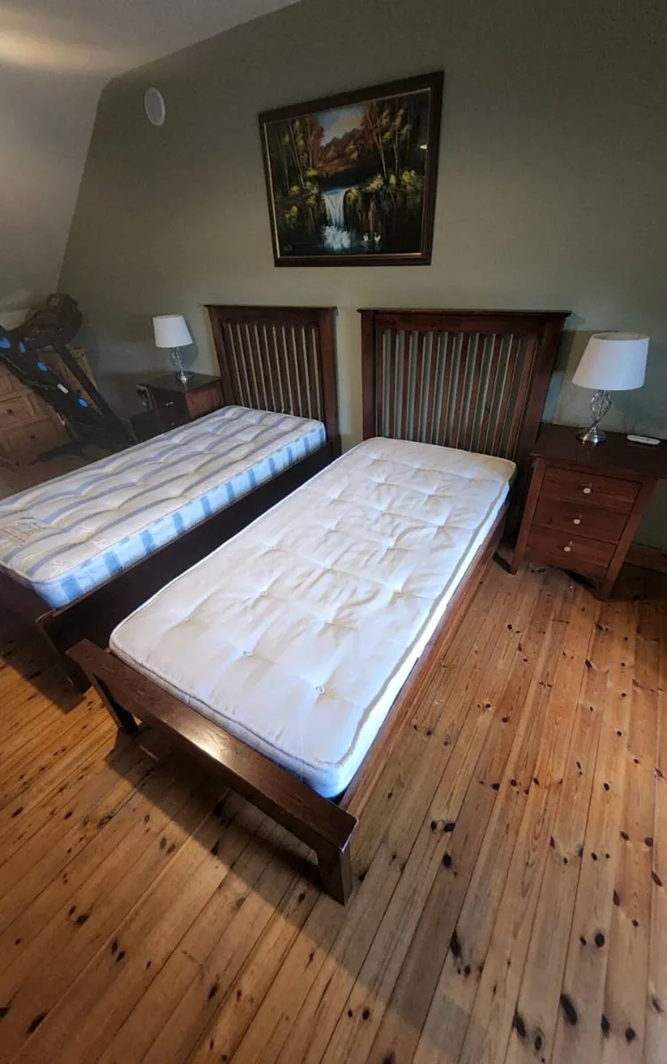 2 single beds with mattresses - Image 3