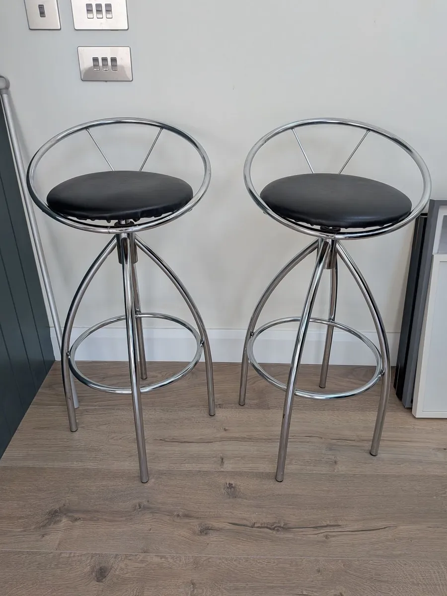 Modern Chrome Bar Stools (2 Available)