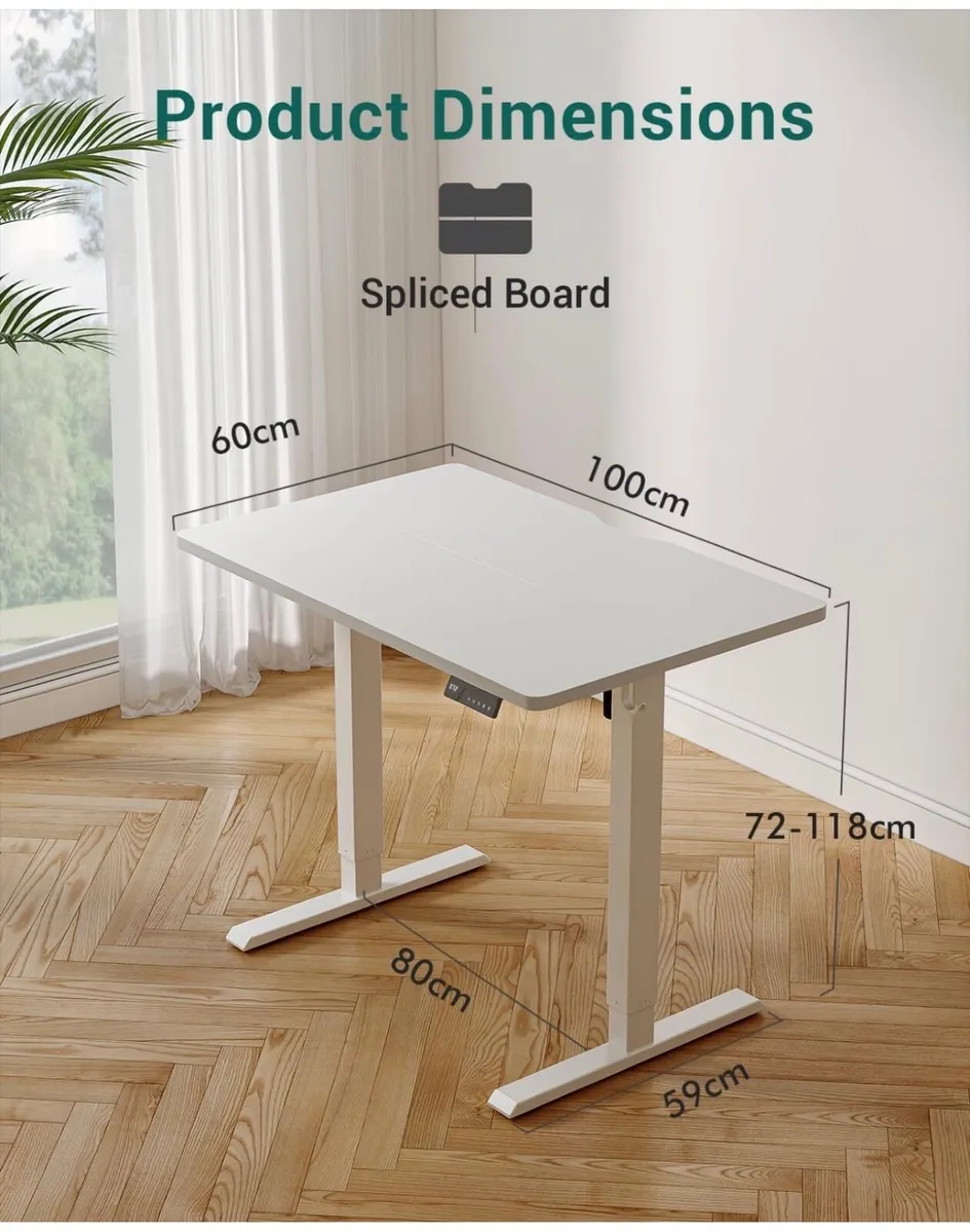 Electric Standing Desk 100 X 60 cm Heigh Adjustabl - Image 2