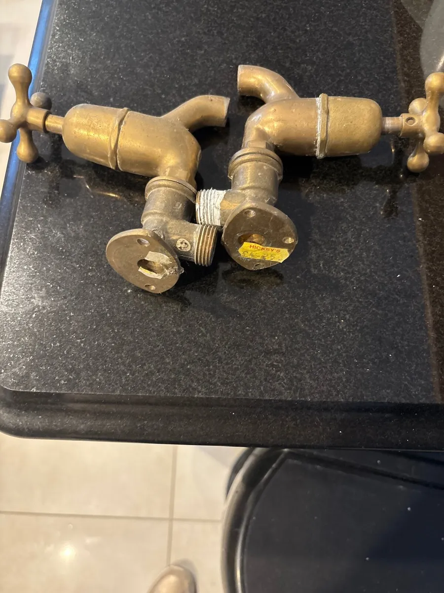 Brass taps and  glass vase - Image 3