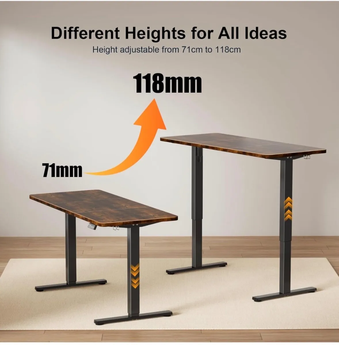 Standing Desk 140x60cm, Height Adjustable Desk wit - Image 3