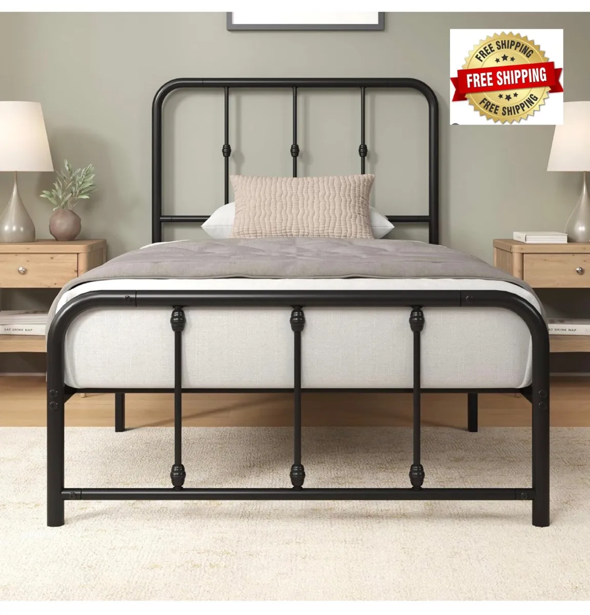 3ft Single Bed Frame with Headboard (90 x 190 cm) - Image 1