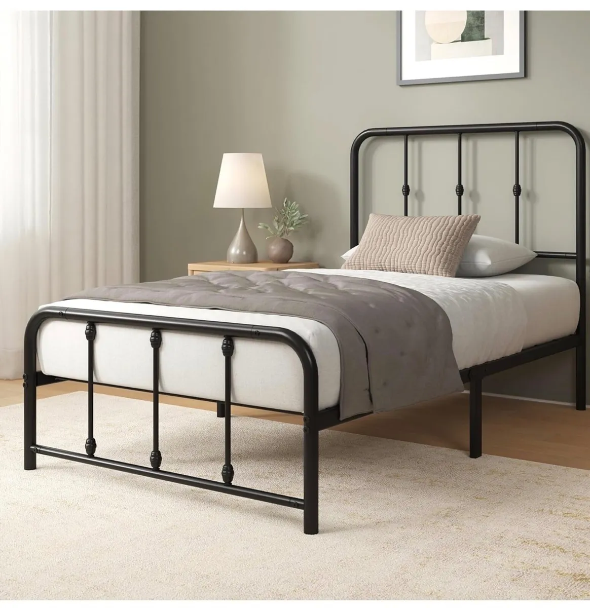 3ft Single Bed Frame with Headboard (90 x 190 cm) - Image 1