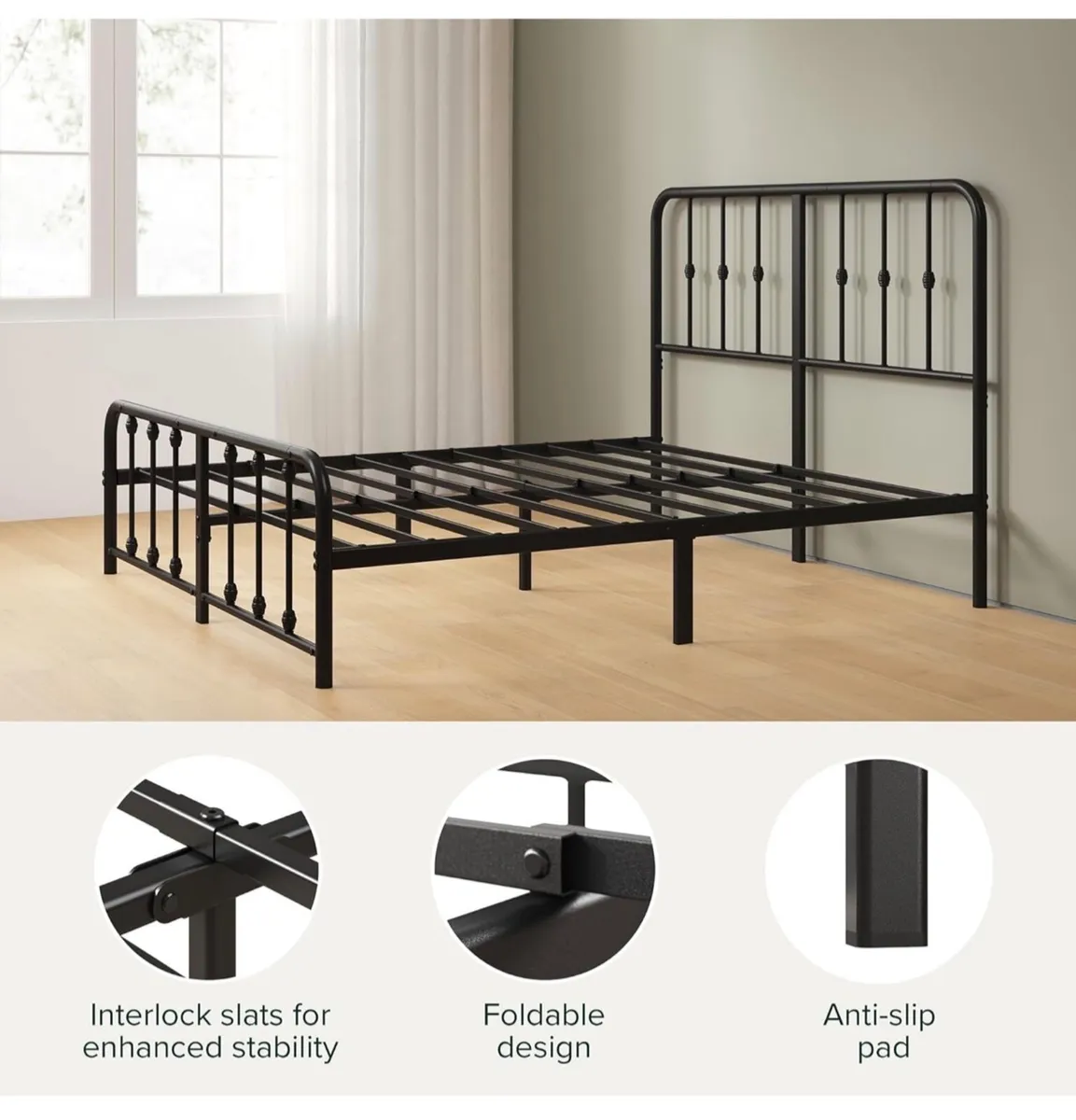 3ft Single Bed Frame with Headboard (90 x 190 cm) - Image 2