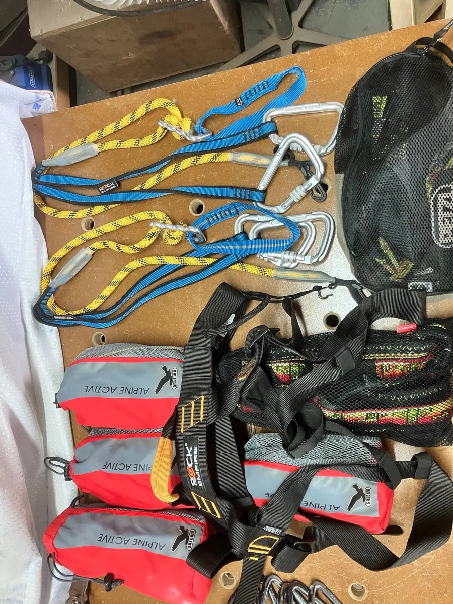 Climbing harness, via ferrata kits
