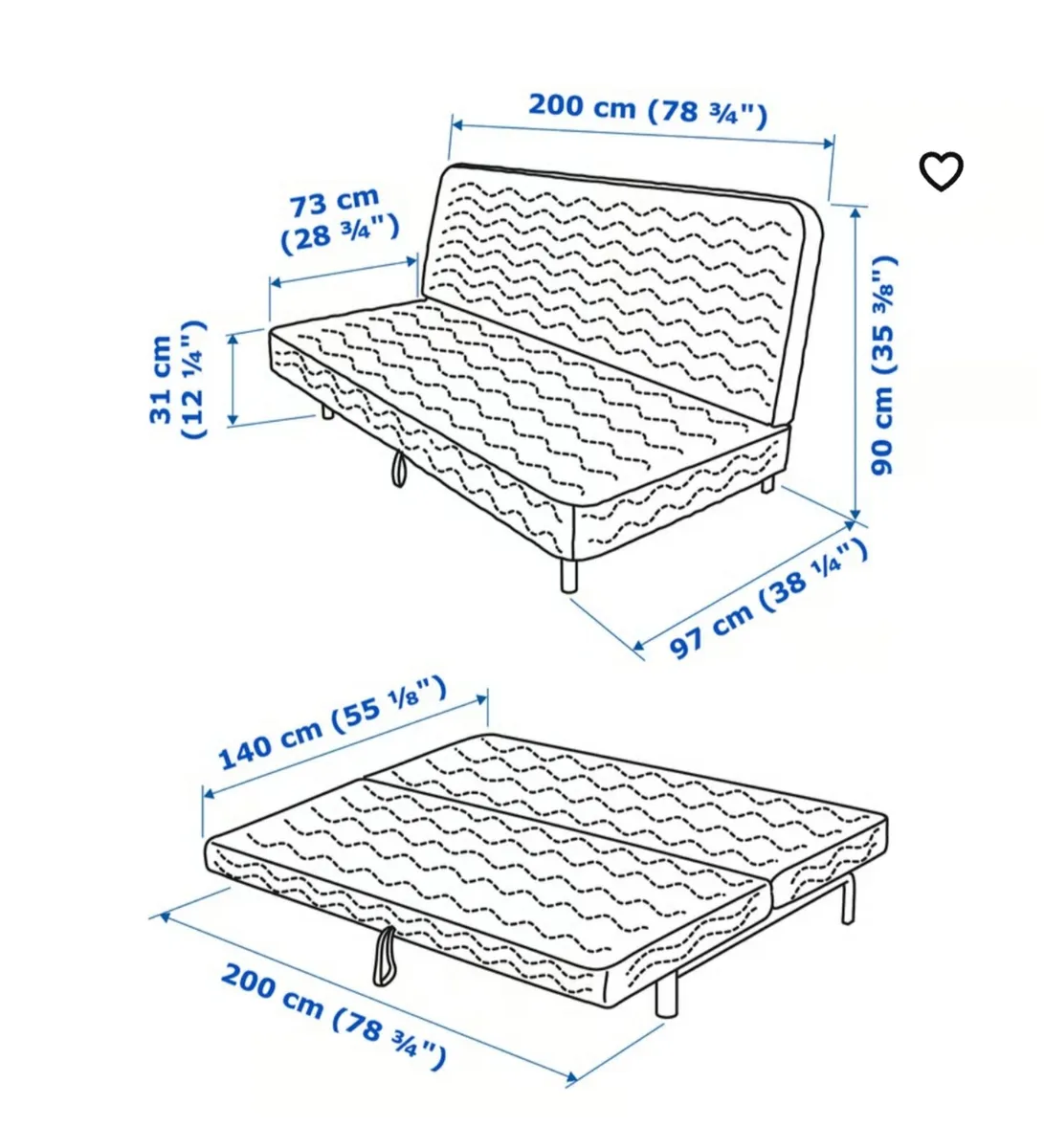 IKEA NYHAMN 3-Seater Sofa Bed – Excellent Conditio - Image 2